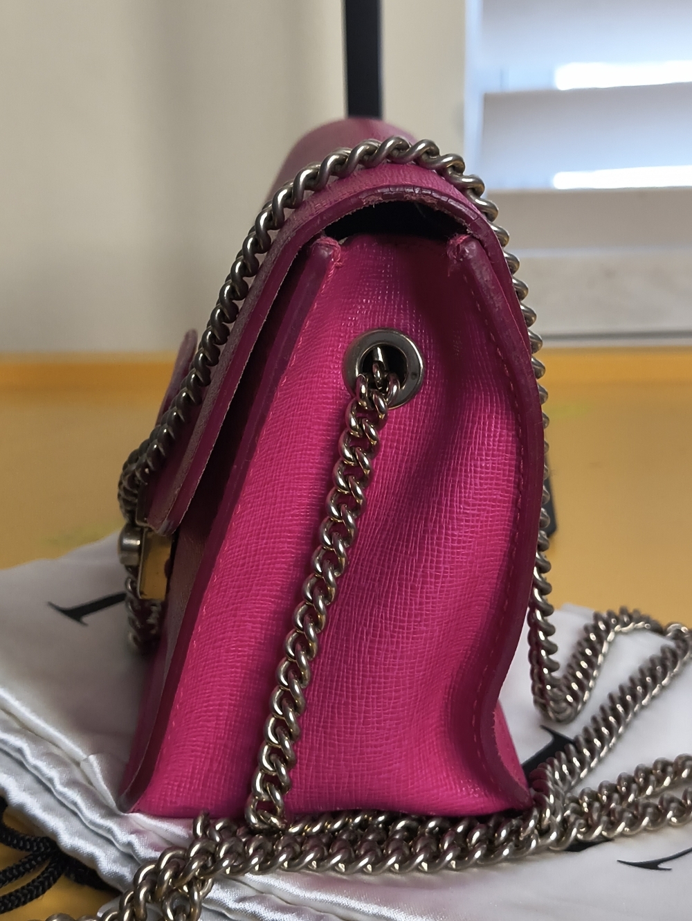 Furla Metropolis Mini Crossbody Bag Pink Saffiano Leather Chain With Dust Bag - Picture 2 of 8